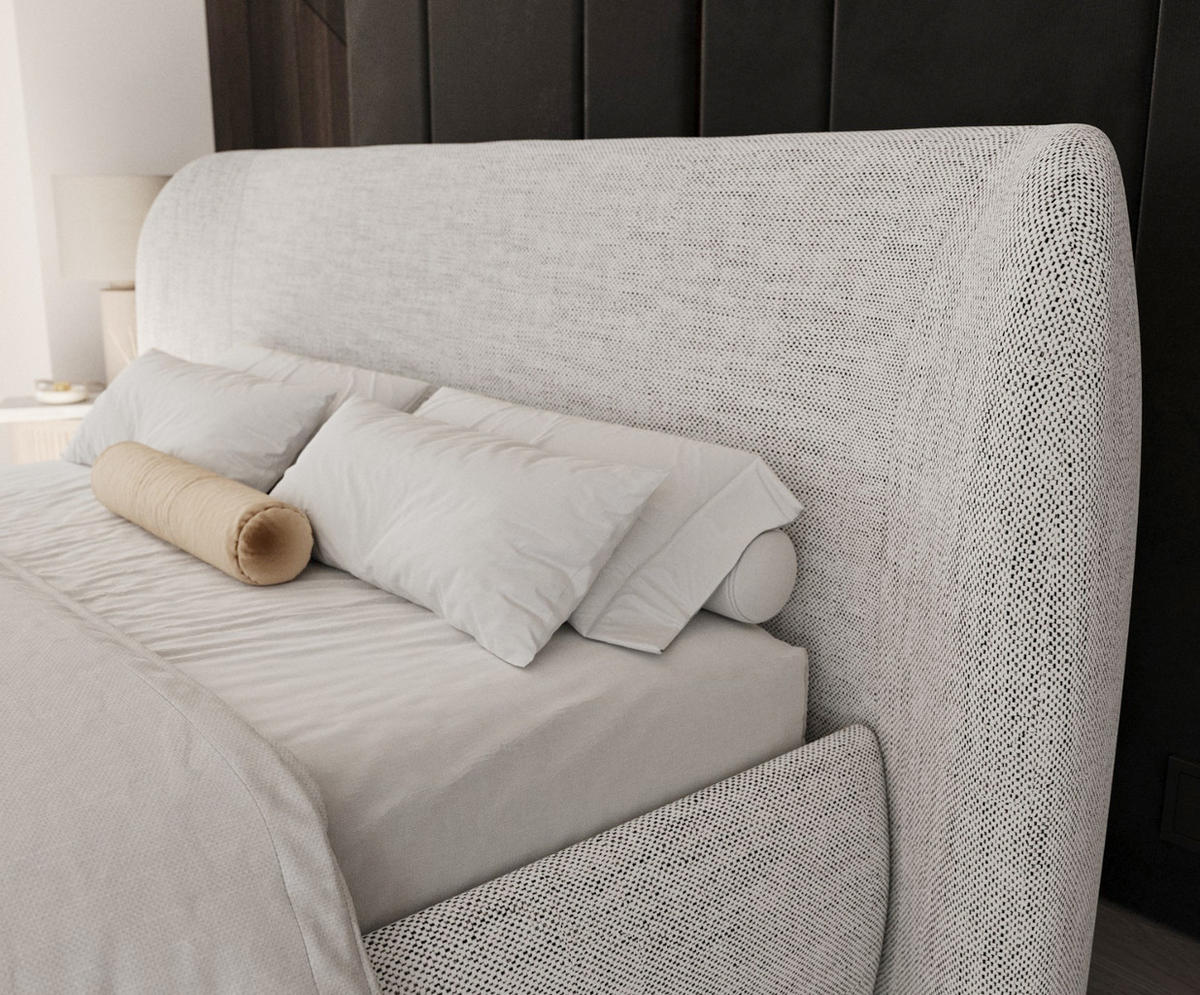 POLSTERBETT Bellano mit Stauraum 180/200 cm Hellgrau im Modesto Stoff - Hellgrau/Schwarz, Holz/Holzwerkstoff (180/200cm) - AltaBeds