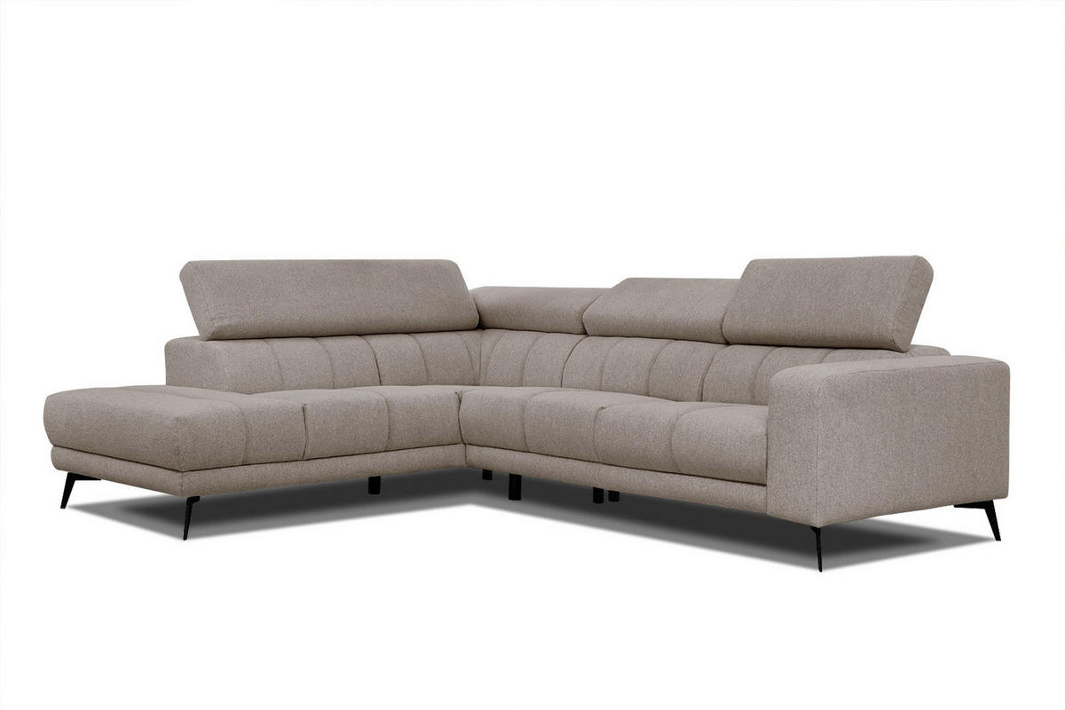 ECKSOFA MORELLO 5-Sitzer, taupe - Taupe/Schwarz, Holzwerkstoff/Textil (158/269cm) - Courtois Laville
