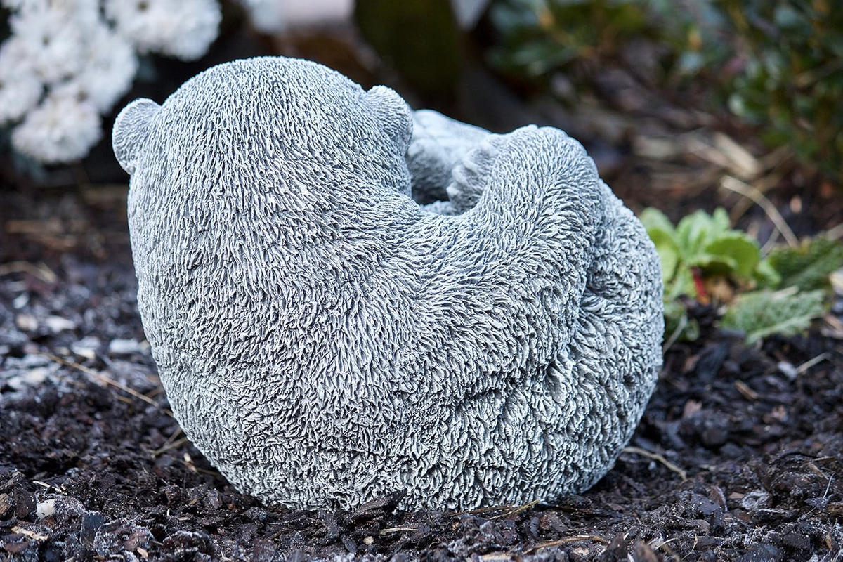 STEINFIGUR großer Bär Bärchen Panda, Frostfest, massiver Steinguss - Grau, Stein (22/22/20cm) - stoneandstyle