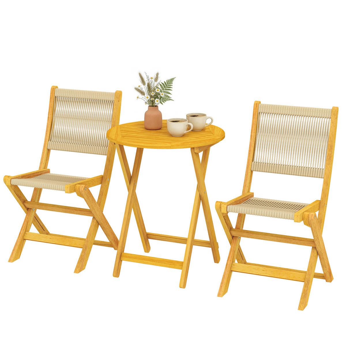BALKONSET DE-14184 120x70 cm, mit Lattenrost, abgerundete Kanten Grau - Naturfarben, Holz - ComfortXL
