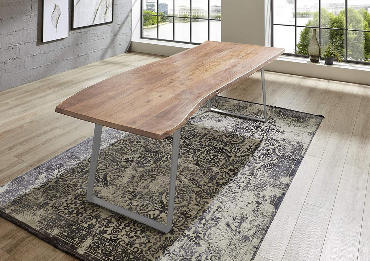 ESSTISCH HAVANNA - Beige/Silberfarben, Holz/Metall (100/200/77cm) - SAM