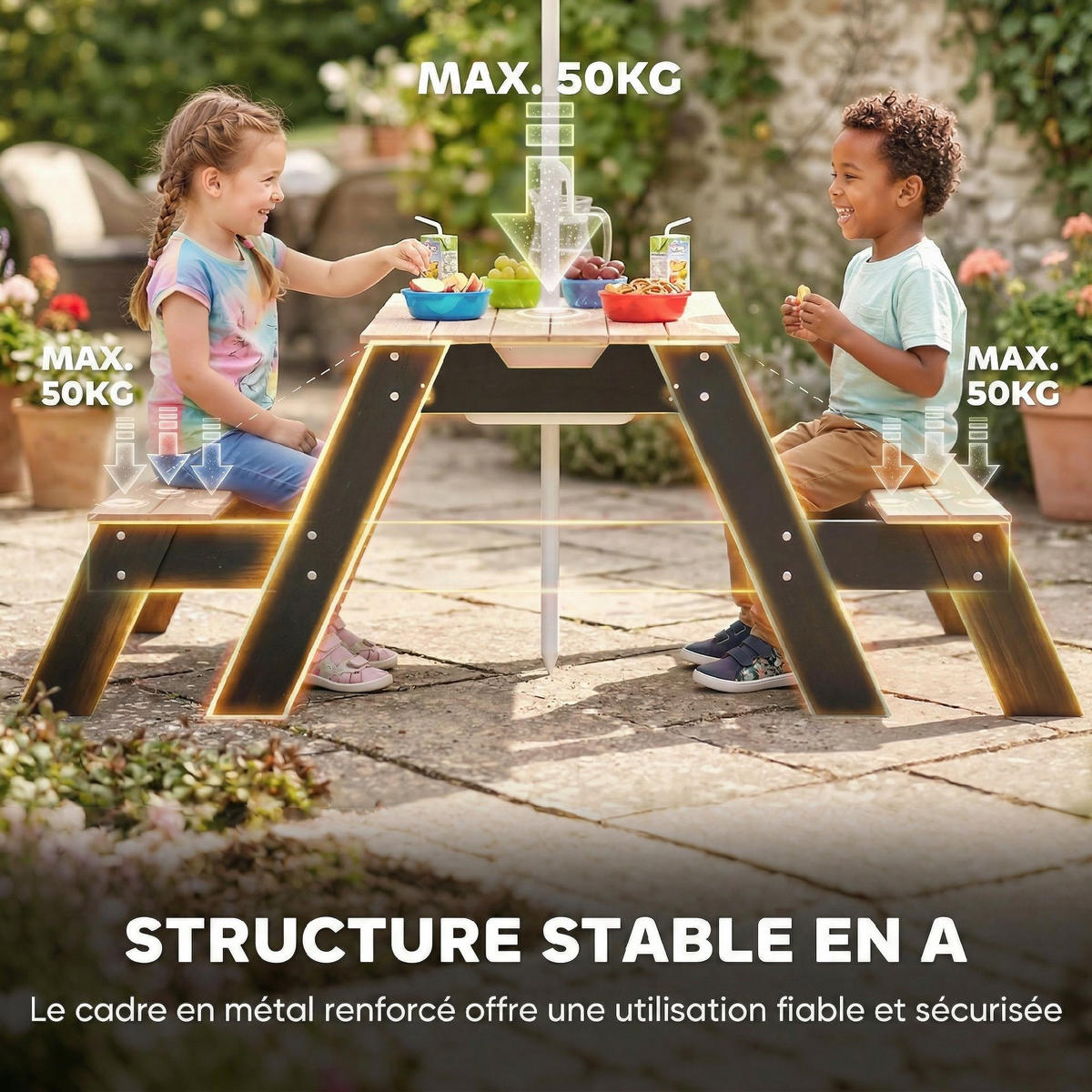 KINDERSITZGRUPPE DE-17561 Naturholz - Naturfarben, Metall (95/160/113cm) - ComfortXL