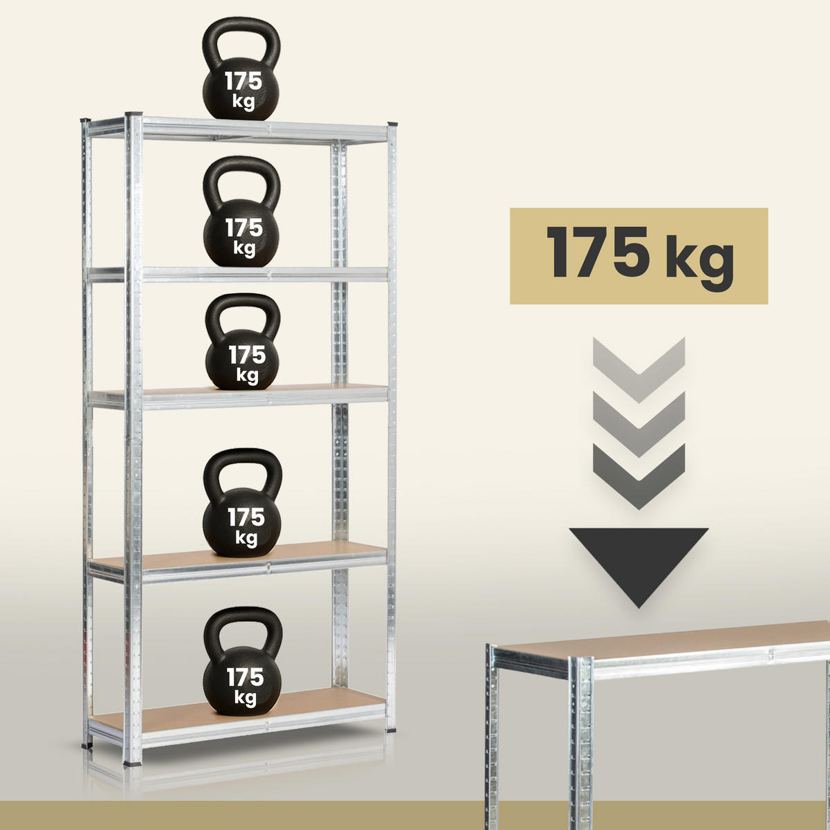 SCHWERLASTREGAL galvanisiertes Silber 90x30x180 cm - Silberfarben, Metall (90/180/30cm) - Akord