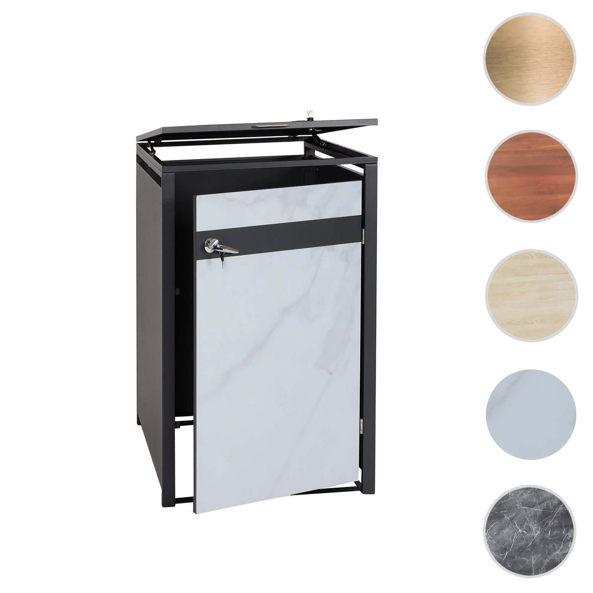 1ER MÜLLTONNENVERKLEIDUNG Marmor Weiß Dekor - Weiß, Metall (68/117/80cm) - MCW