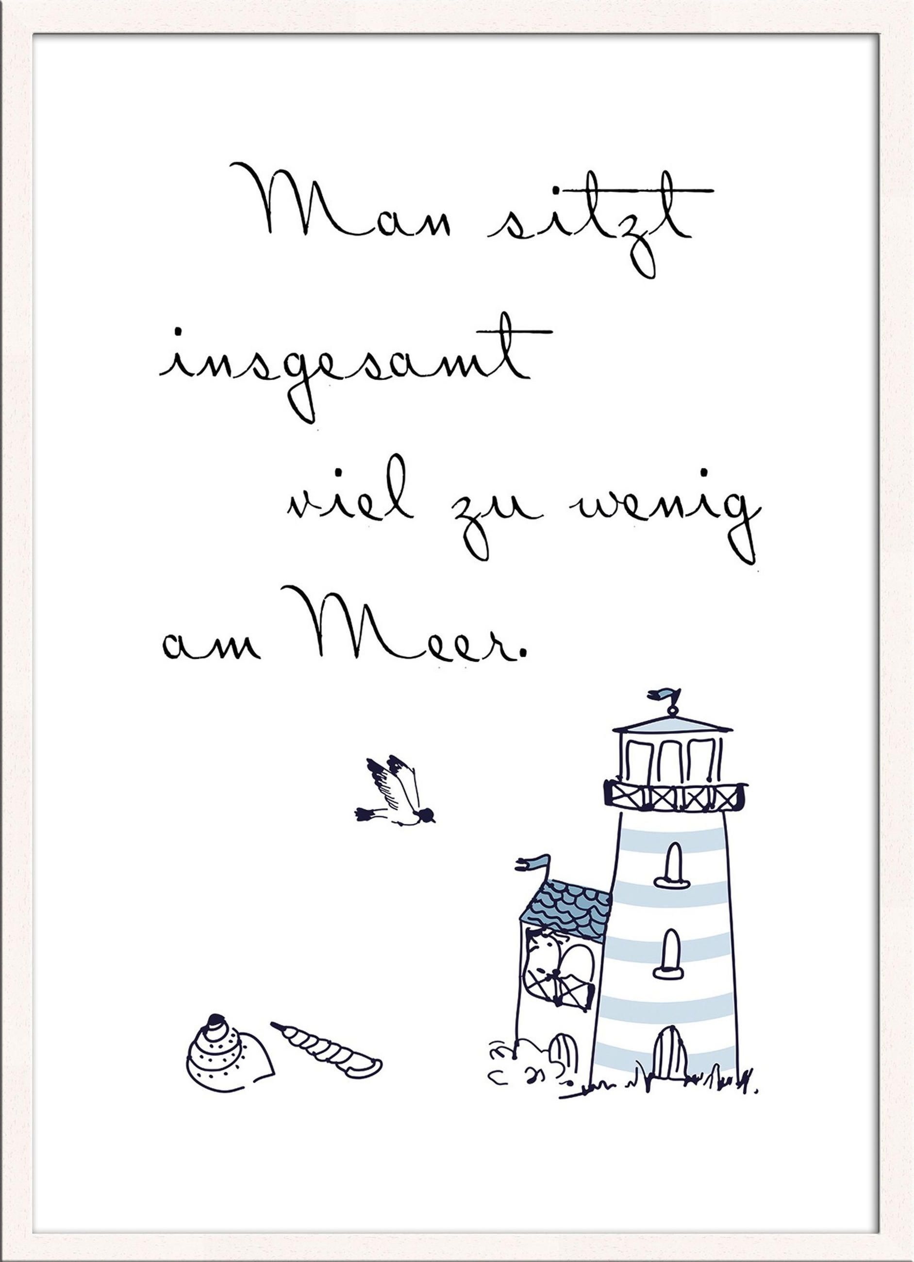 BILD mit Rahmen 51x71 cm Spruch: Meer Reisen - Blau, Holz (51/71cm) - artissimo