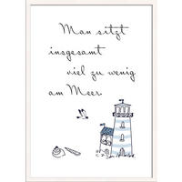 BILD mit Rahmen 51x71 cm Spruch: Meer Reisen - Blau, Holz (51/71cm) - artissimo