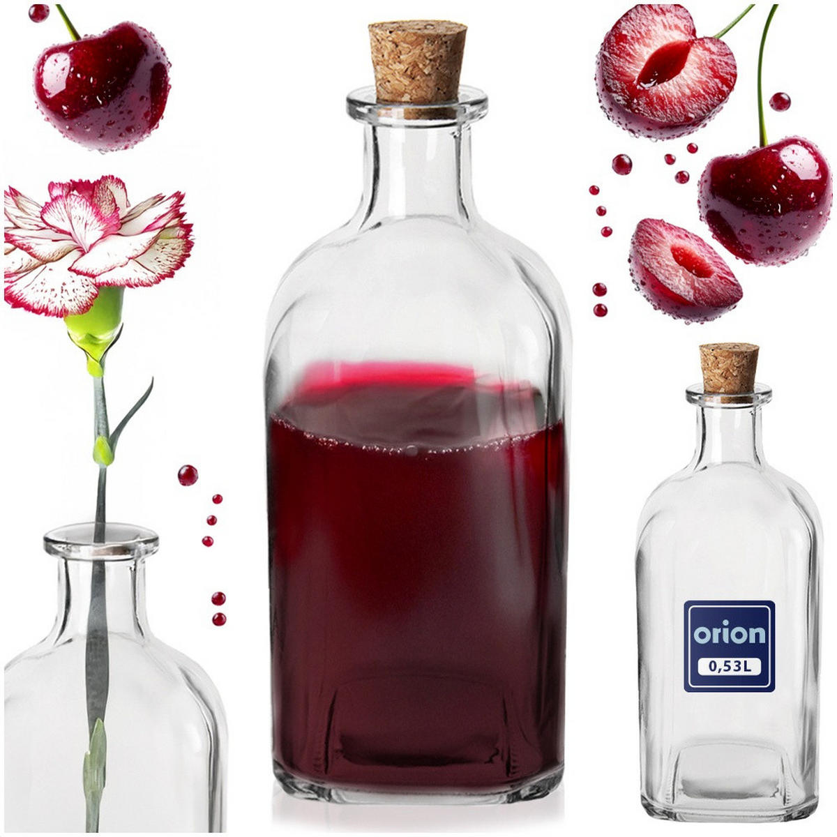 SERVIERFLASCHE Korkverschluss 530 ml Transparent - Transparent, Glas (7.5/18/7.5cm) - Orion 