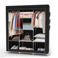 STOFFSCHRANK - Schwarz, Textil (45/175/130cm) - Intirilife