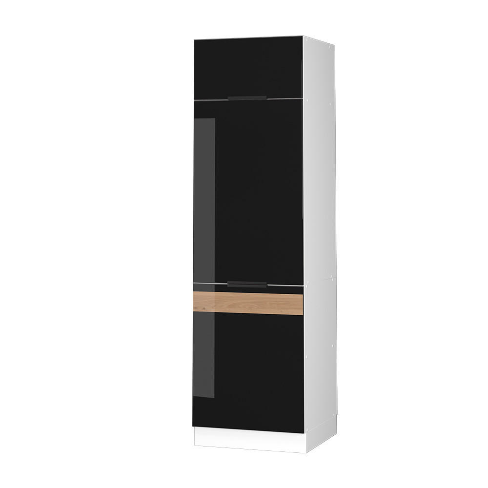 KÜCHENSCHRANK Fame-Line Schwarz Eiche hochglanz 60 cm - Schwarz Hochglanz/Schwarz, Holzwerkstoff (60/206.8/58.1cm) - Vicco
