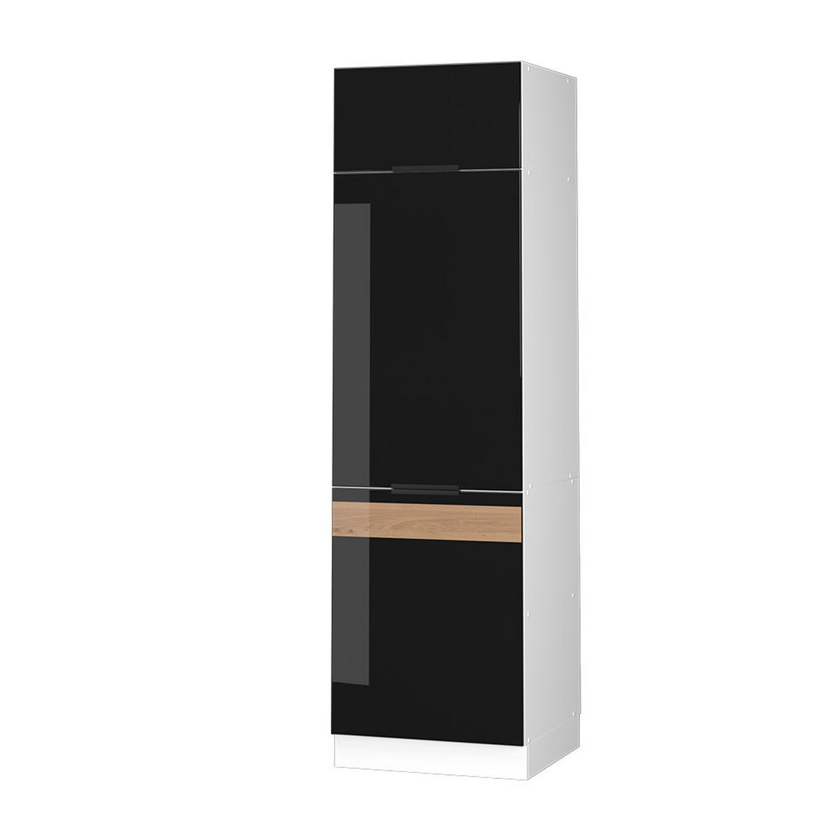 KÜCHENSCHRANK Fame-Line Schwarz Eiche hochglanz 60 cm - Schwarz Hochglanz/Schwarz, Holzwerkstoff (60/206.8/58.1cm) - Vicco