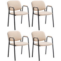 BESUCHERSTUHL 4er Set Stoff creme - Creme/Schwarz, Textil/Metall (53/79/55cm) - CLP