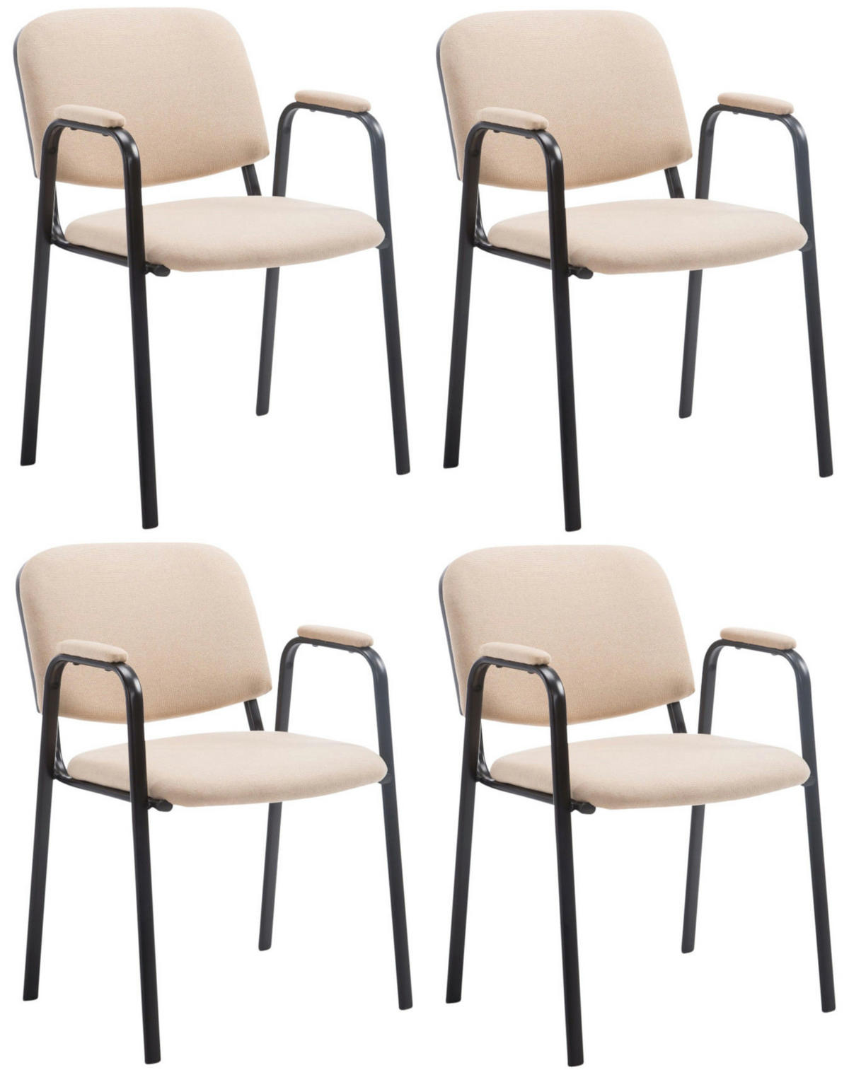 BESUCHERSTUHL 4er Set Stoff creme - Creme/Schwarz, Textil/Metall (53/79/55cm) - CLP