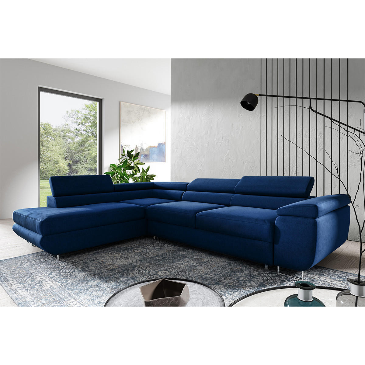 ECKSOFA Lyam 4 Sitzplätze Marineblau - Blau, Holzwerkstoff (271/201cm) - Petits-meubles