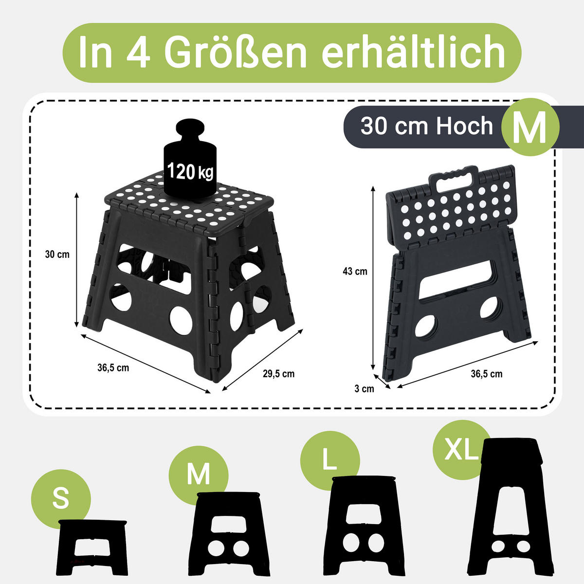 KLAPPHOCKER, 29x22x30 cm, 100% Kunststoff - Schwarz, Kunststoff (29/30/22cm) - Zollner