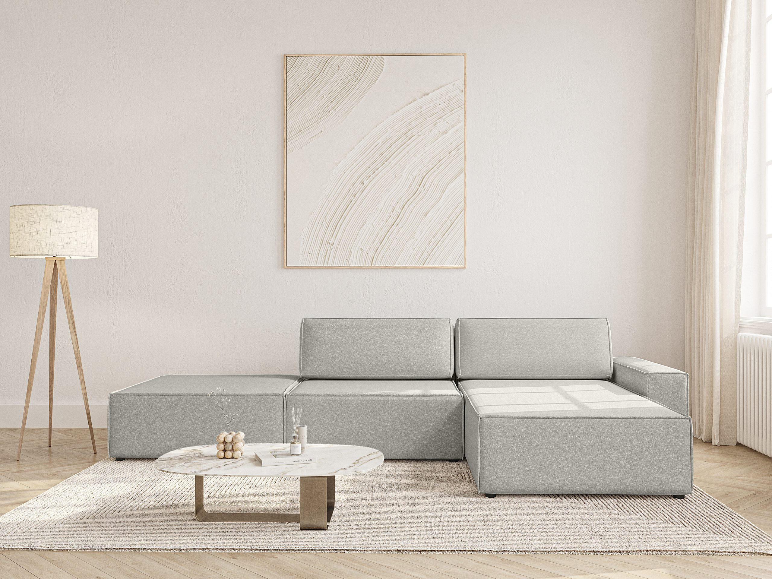 ECKSOFA Lummo Re mit Schlaffunktion, Grau - Grau, Textil (323/185cm) - Fedve