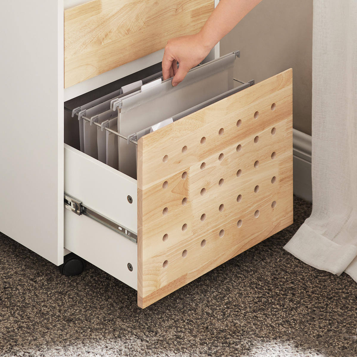 ROLLCONTAINER Weiß-Natur - Weiß/Naturfarben, Holz/Holzwerkstoff (45/59/45cm) - SoBuy