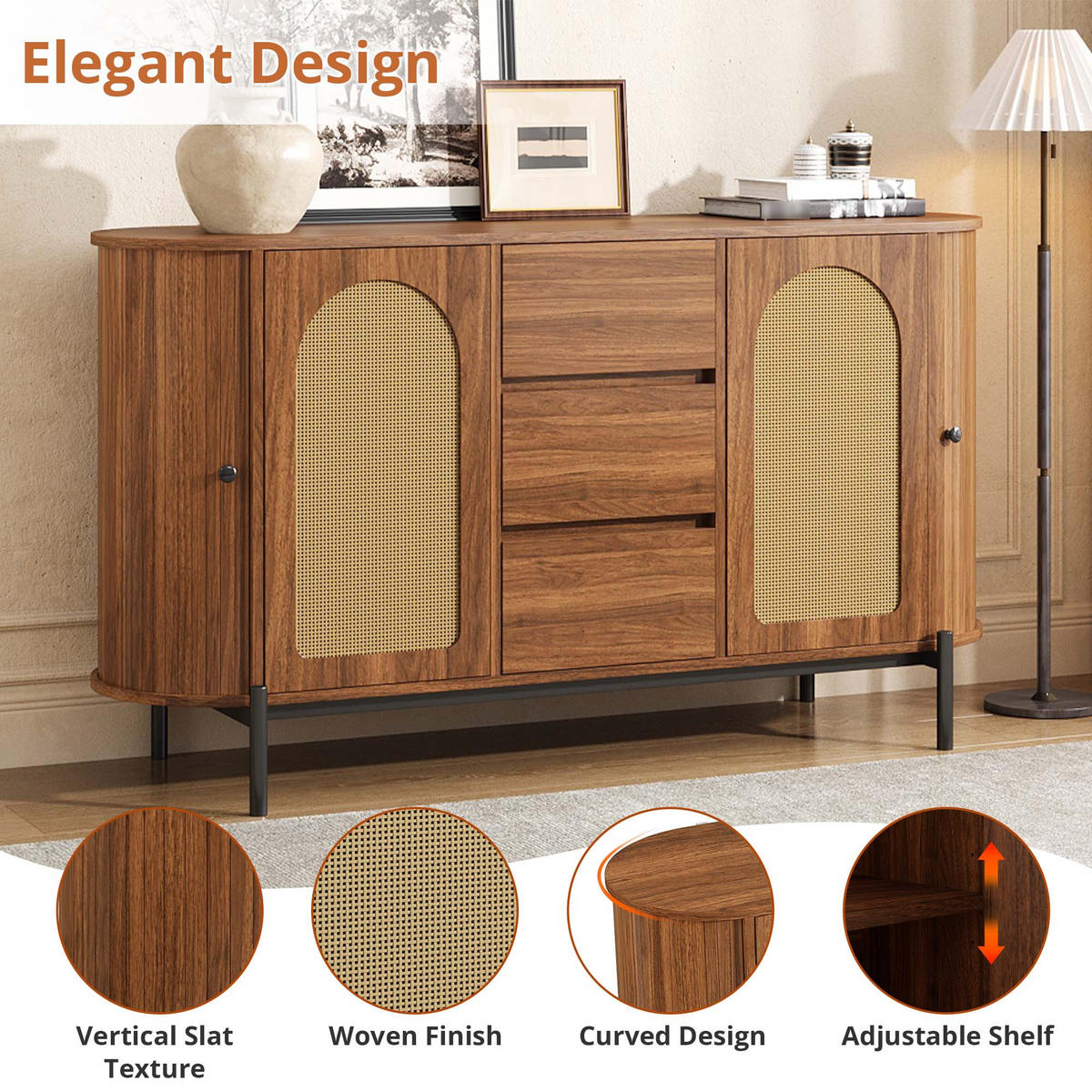 SIDEBOARD Walnuss 140/38/77.5 cm - Walnussfarben, Holzwerkstoff (140/77.5/38cm) - PANGIVO