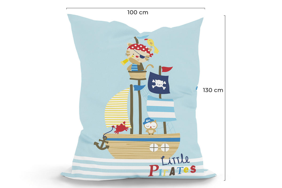 KINDER-SITZSACK - Little Pirate - Weiß/Hellblau, Textil (100/25/135cm) - Green Bean