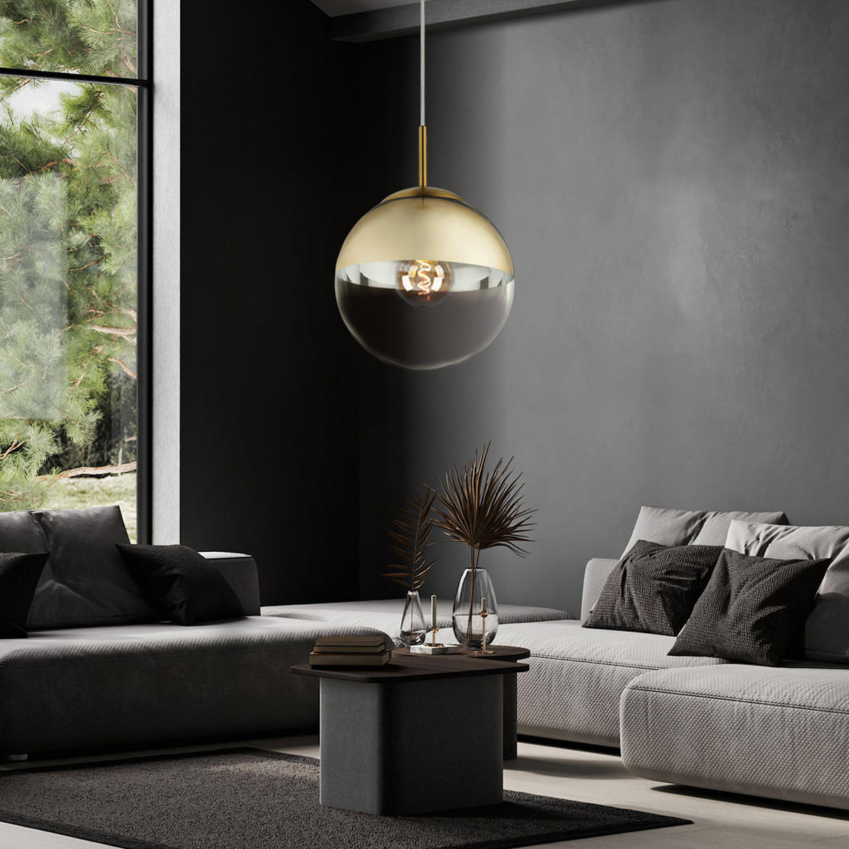 LED HÄNGELAMPE VARUS Gold Transparent - Goldfarben, Glas (20/20/120cm) - Globo Lighting