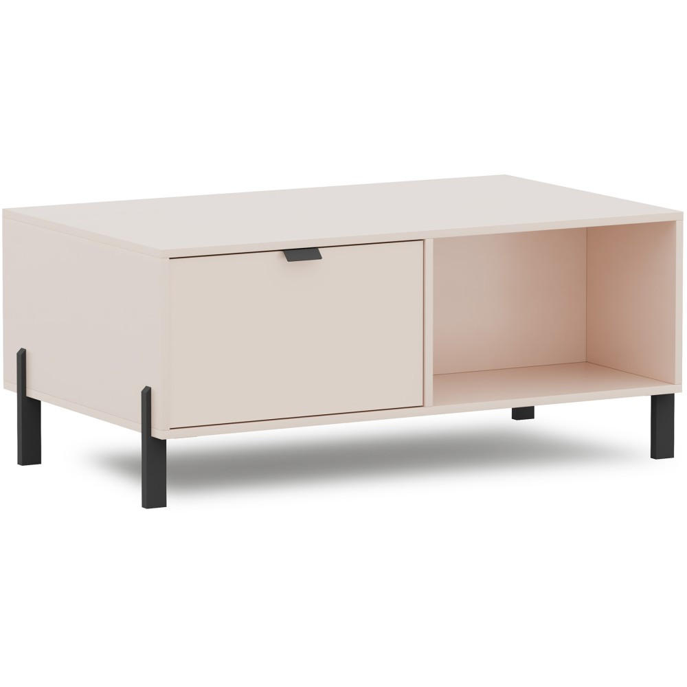 COUCHTISCH Cortina mit 1 Schublade, Sandbeige - Sandfarben/Schwarz, Holzwerkstoff (46/107/65cm) - Beautysofa