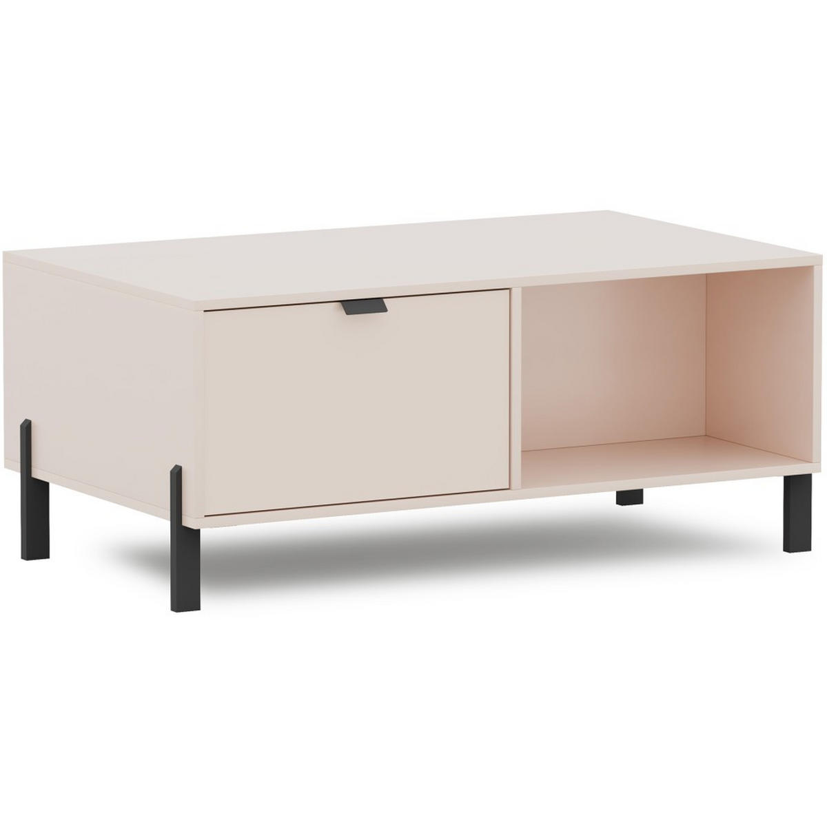 COUCHTISCH Cortina mit 1 Schublade, Sandbeige - Sandfarben/Schwarz, Holzwerkstoff (46/107/65cm) - Beautysofa