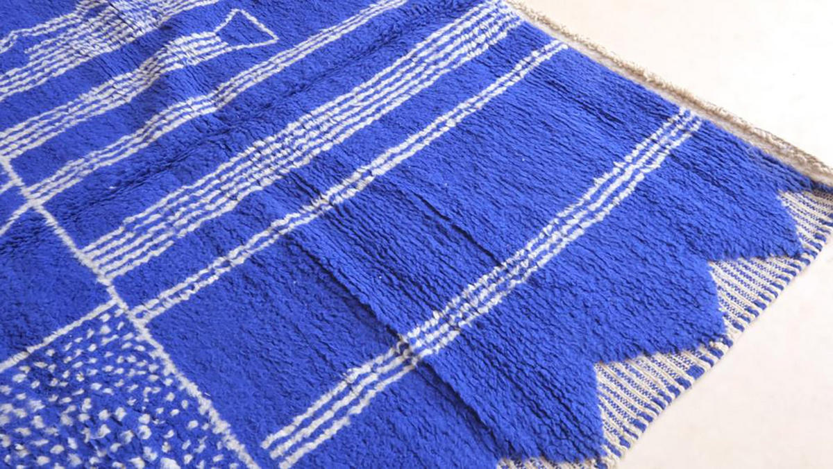 BERBERTEPPICH grafisch und modern aus Wolle 200x 300 cm - Blau, Naturmaterialien (200/300cm) - AFK Living
