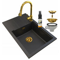 GRANITSPÜLE Louis mit Siphon Batterie - Schwarz, Kunststoff/Stein (80/50/20cm) - Granitan