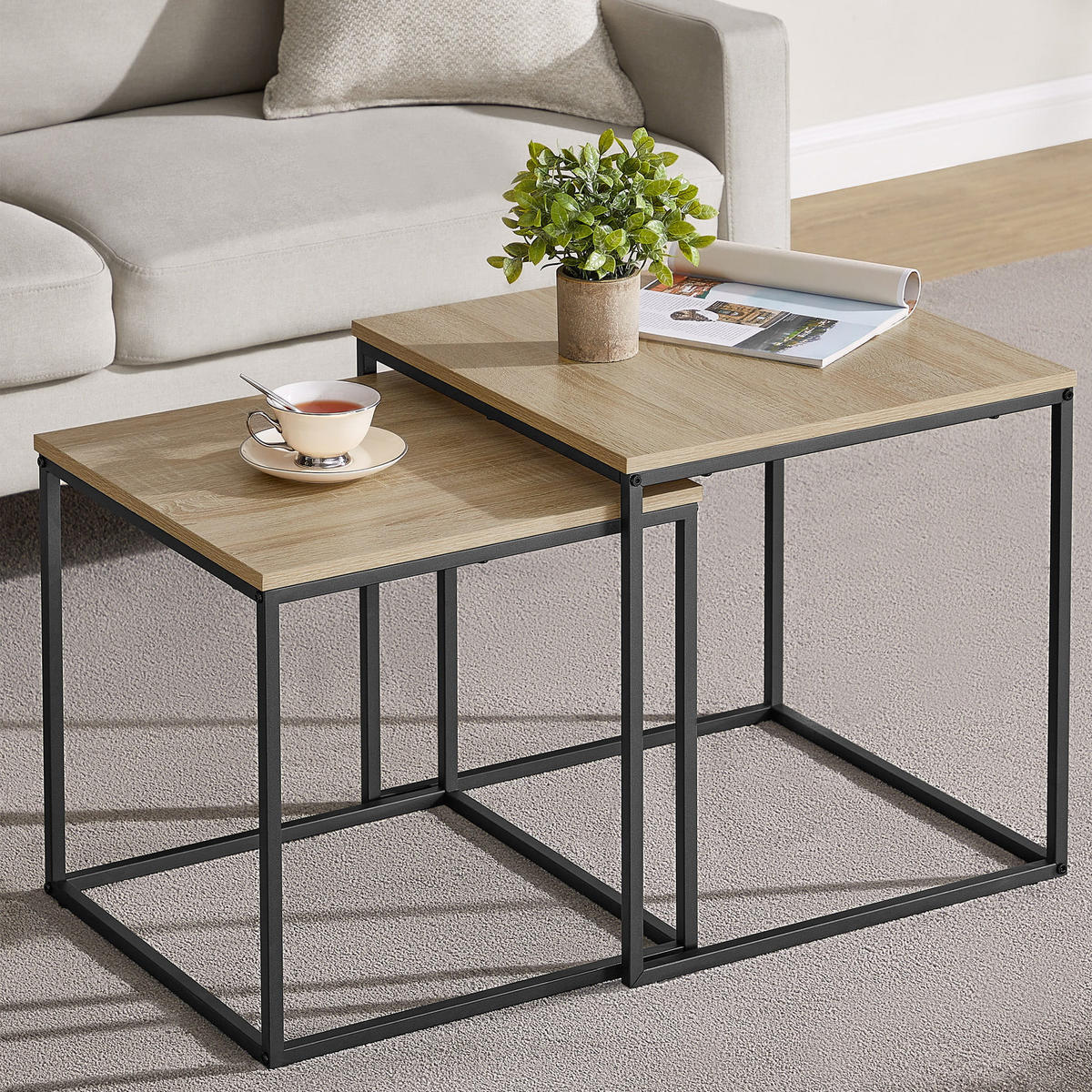 COUCHTISCH 2er Set quadratisch - Sonoma Eiche, Holzwerkstoff (50/50/50.5cm) - Mat-Haus