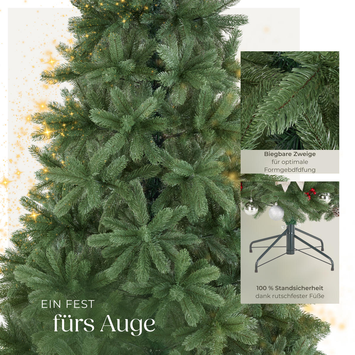 WEIHNACHTSBAUM Dancer,pulverbeschichteter Metallständer mit Kunststoffkappen,grün - Grün, Kunststoff (210cm) - tectake