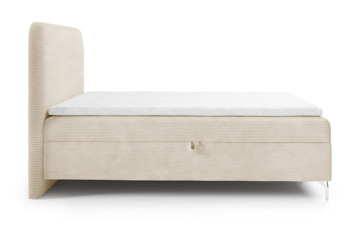 BOXSPRINGBETT mit Matratze H3 200x200 Rotos, Cordstoff, Bettkasten, Creme - Creme, Holz/Textil (200/200cm) - Emporius