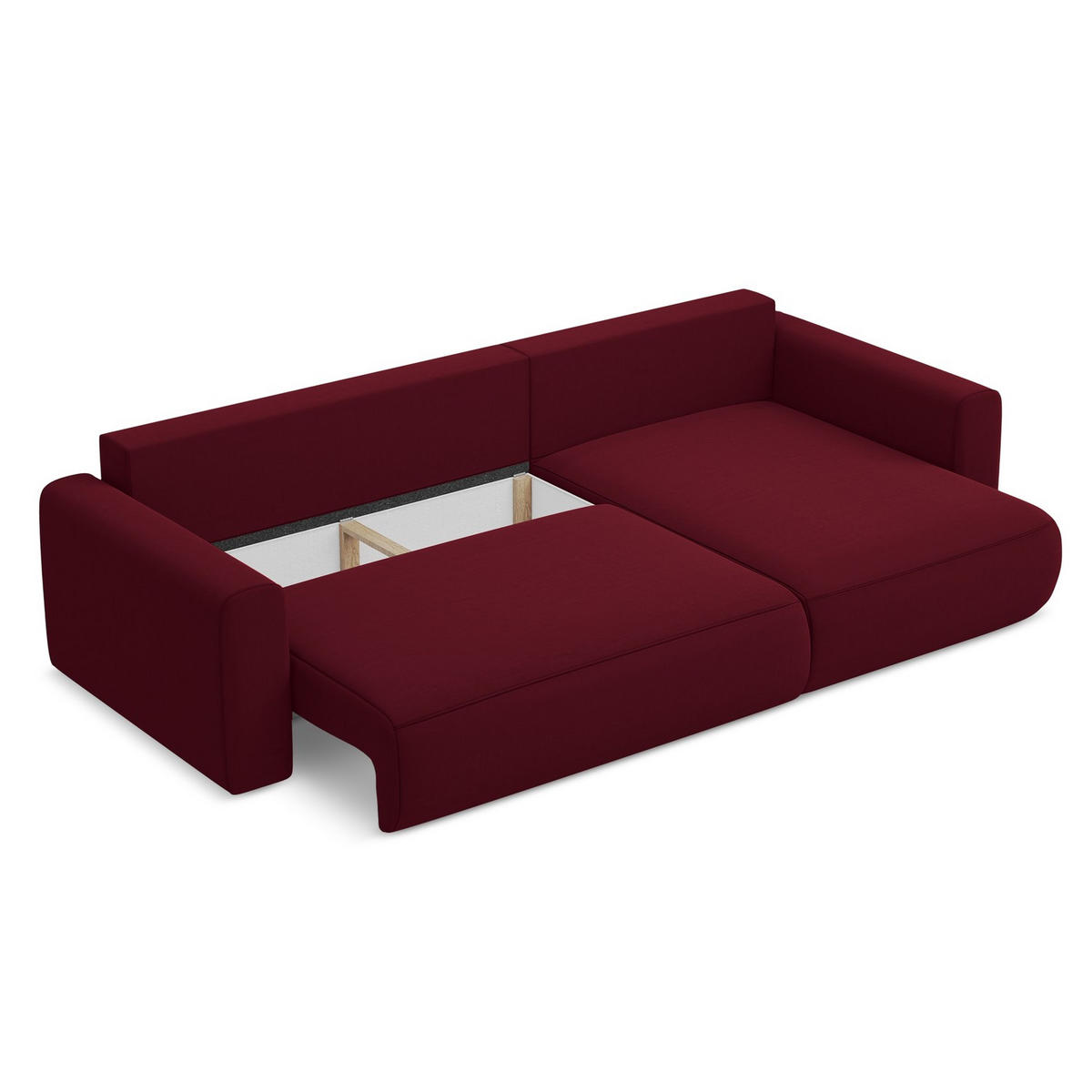 ECKSOFA mit Schlaffunktion Samt Stoff Rot - Bordeaux/Rot, Kunststoff/Textil (278/149cm) - LaMiaSofa