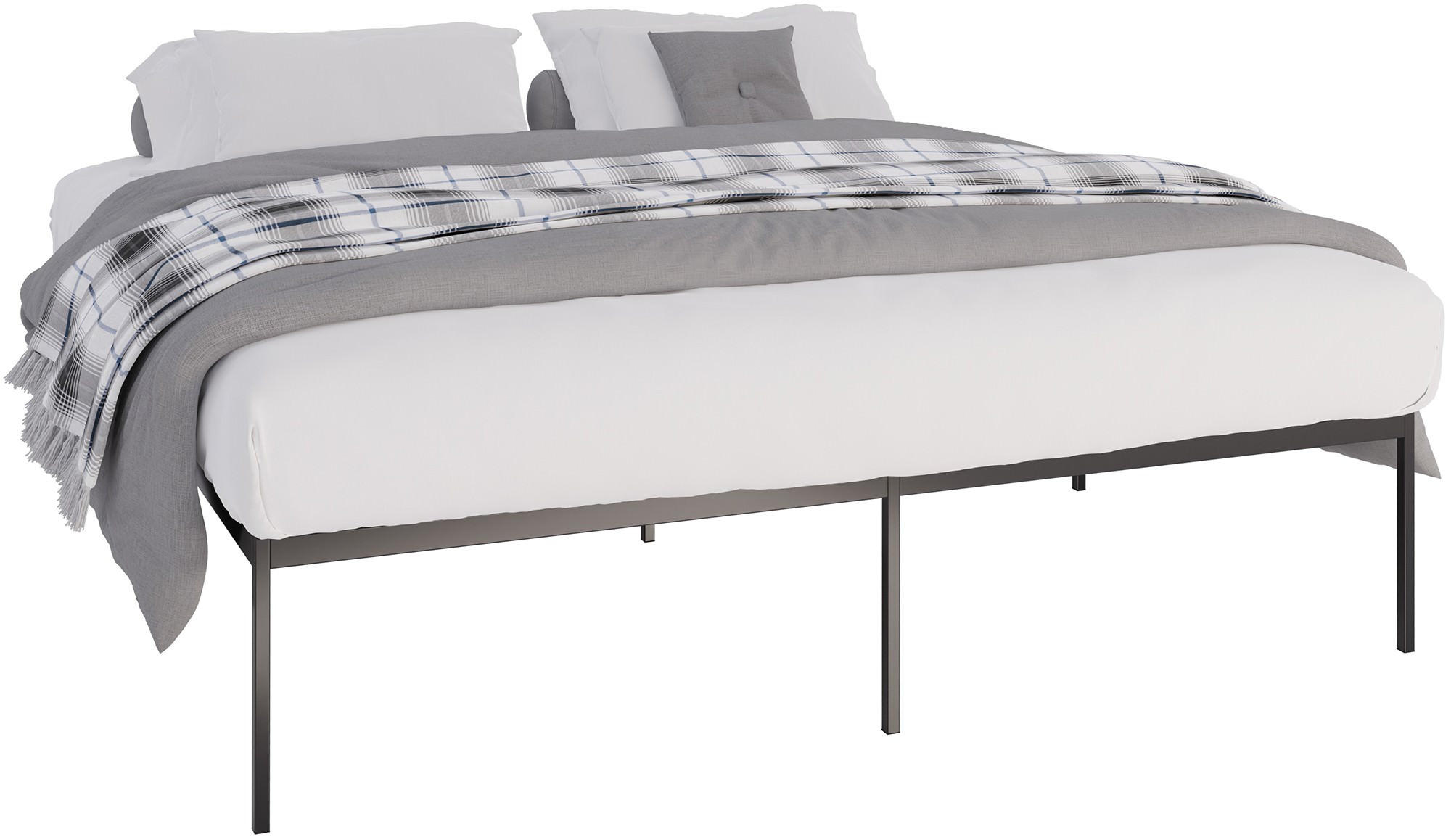 METALLBETT 185.5/205.5/42.5 cm Metall Schwarz - Schwarz, Metall (185.5/205.5cm) - CLP