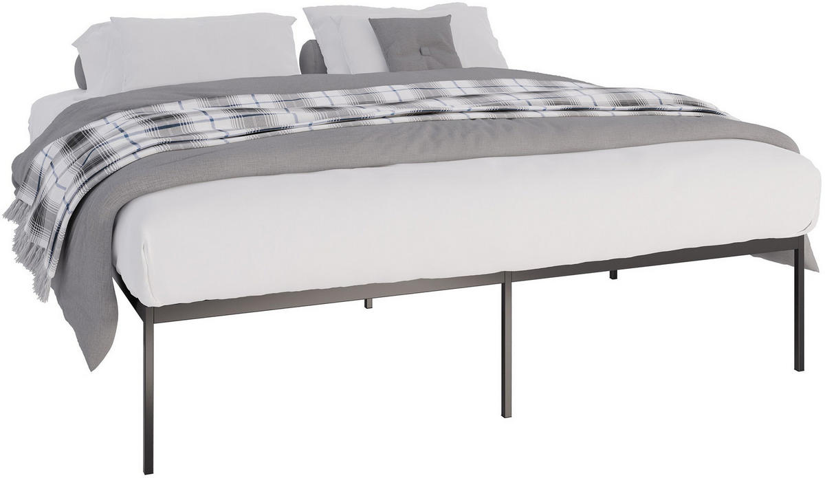 METALLBETT 185.5/205.5/42.5 cm Metall Schwarz - Schwarz, Metall (185.5/205.5cm) - CLP