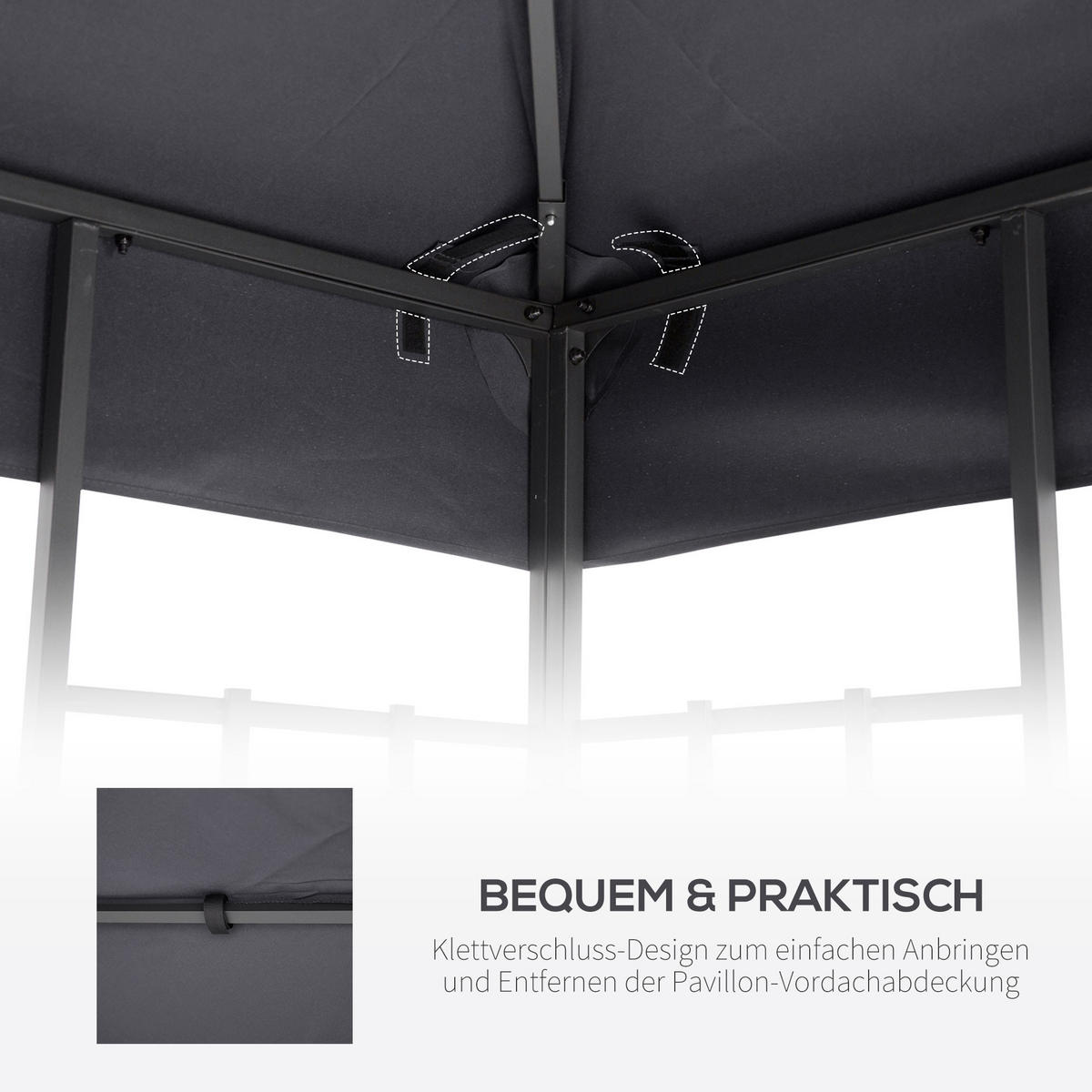 PAVILLONDACH, Polyester, Dunkelgrau - Dunkelgrau, Kunststoff (300/18/300cm) - Outsunny