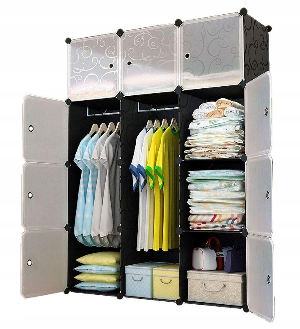 MODULARER KLEIDERSCHRANK 12 Kisten Box - Schwarz, Kunststoff (110/146/146cm) - MUVU