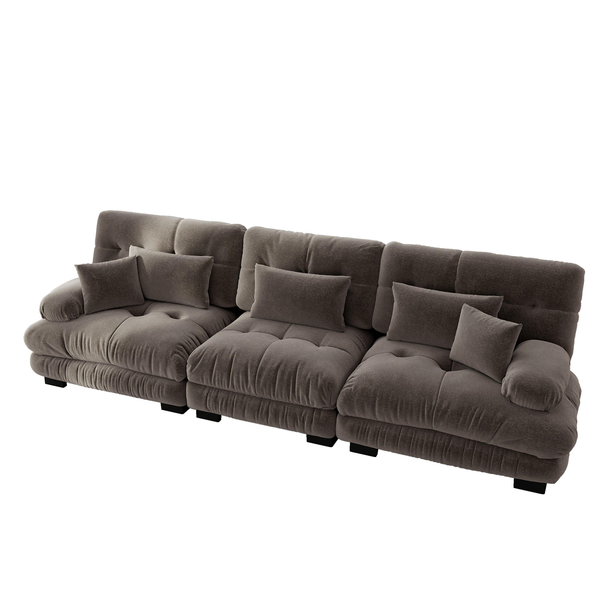 3-SITZER-SOFA DE-34065 modular mit Tiefensitz Grau - Braun, Holz (77/81/313cm) - ComfortXL