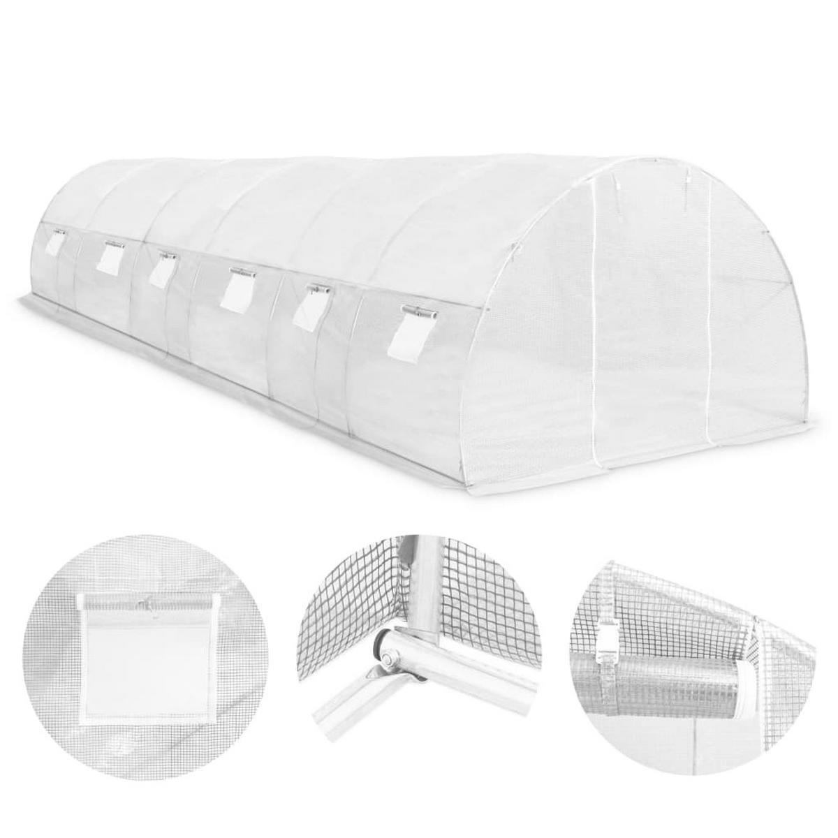 GEWÄCHSHAUS mit verzinkter Stahlrahmen, 900/300/200 cm 27m², Weiß - Weiß, Kunststoff (300/200/900cm) - vidaXL