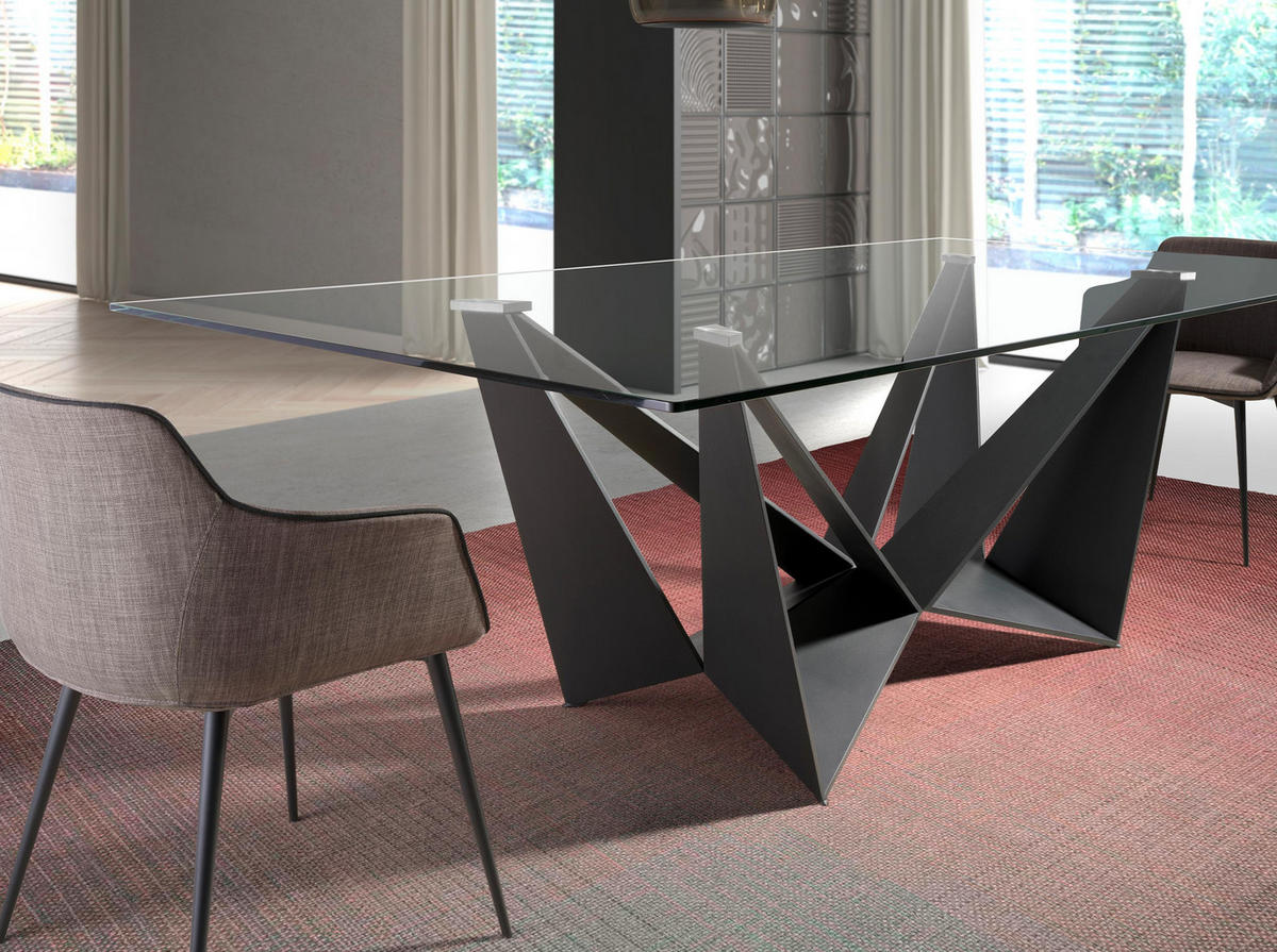 ESSTISCH Rechteckig Schwarz Kristall 240/120/75 cm - Transparent/Schwarz, Metall (120/240/75cm) - ANGEL CERDA