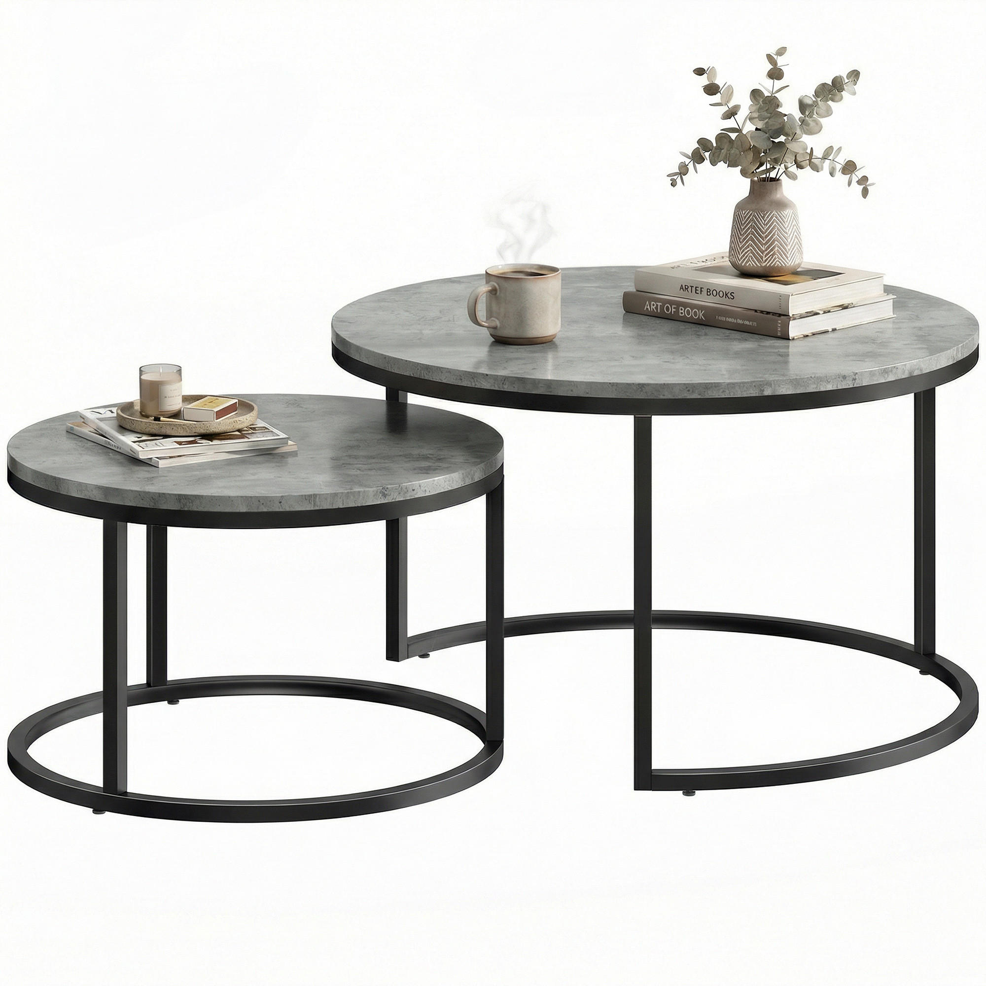BEISTELLTISCH Grau 2 Stück - Grau, Metall (78.5/78.5/46.5cm) - GiPP