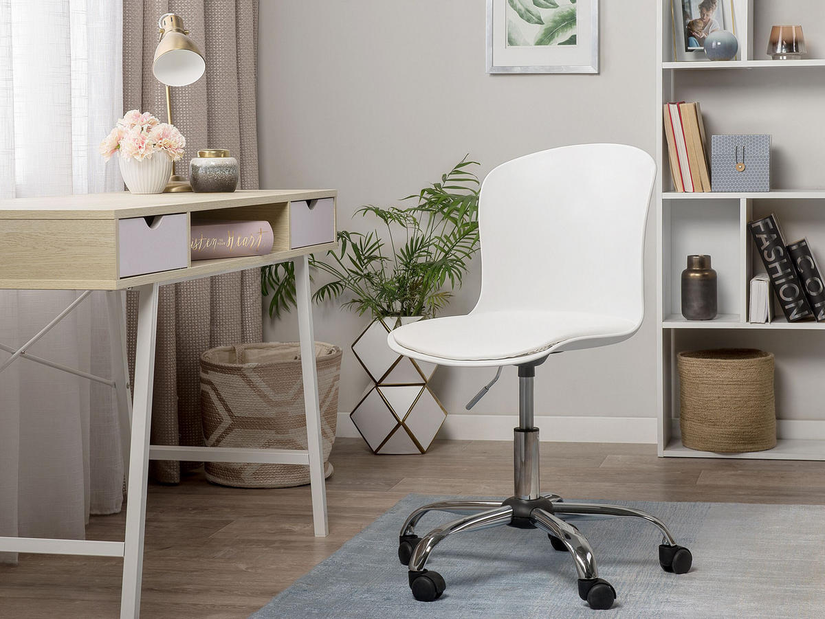 BÜRODREHSTUHL Kunststoff Weiß Vamo - Weiß, Kunststoff/Textil (60/75/60cm) - Beliani