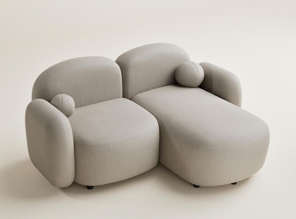 ECKSOFA Bahama Beige Webstoff - Beige/Schwarz, Holz/Holzwerkstoff (190/146cm) - Maison de Reve