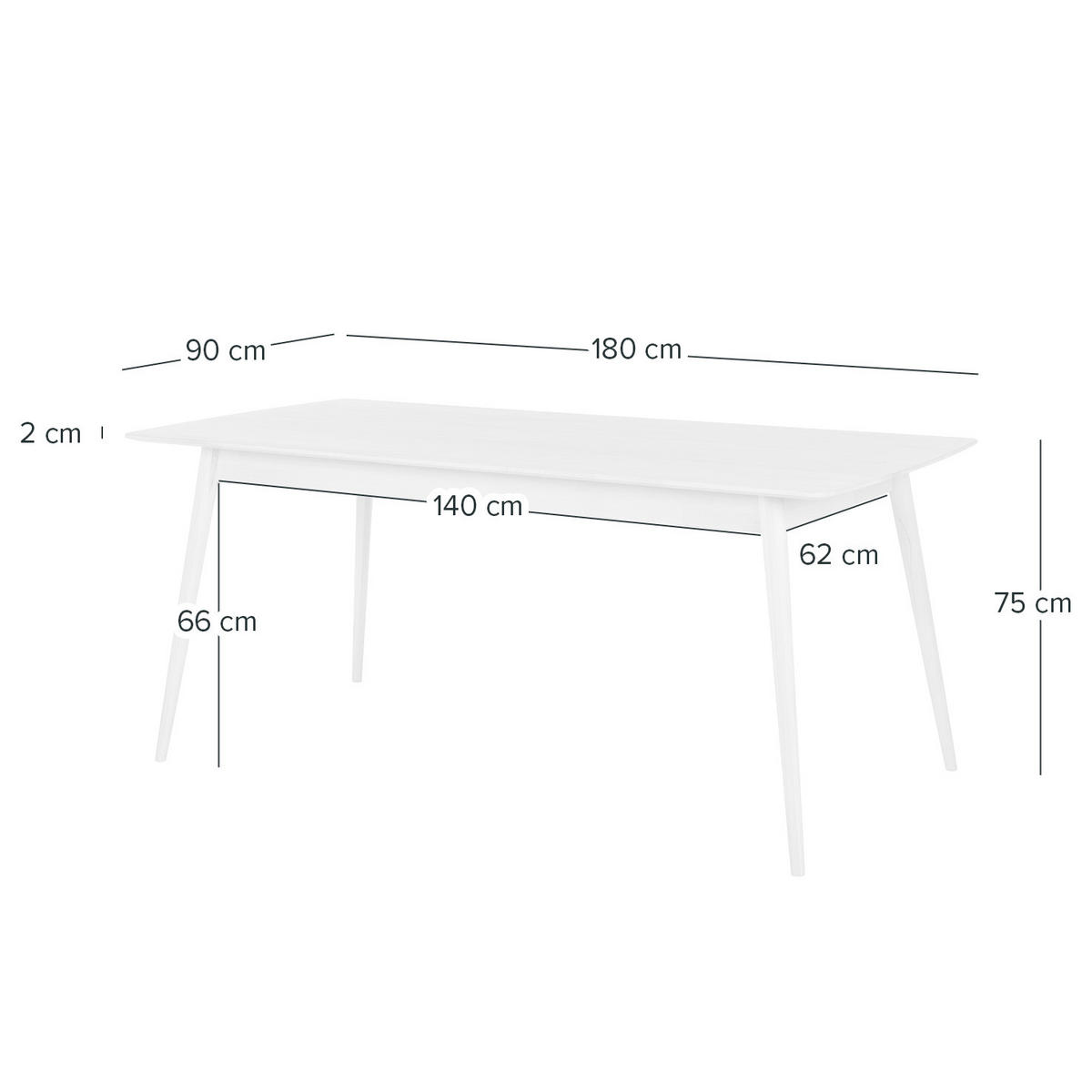 ESSTISCH rechteckig - Buche massiv - Buchefarben, Holz (90/180/75cm) - home24