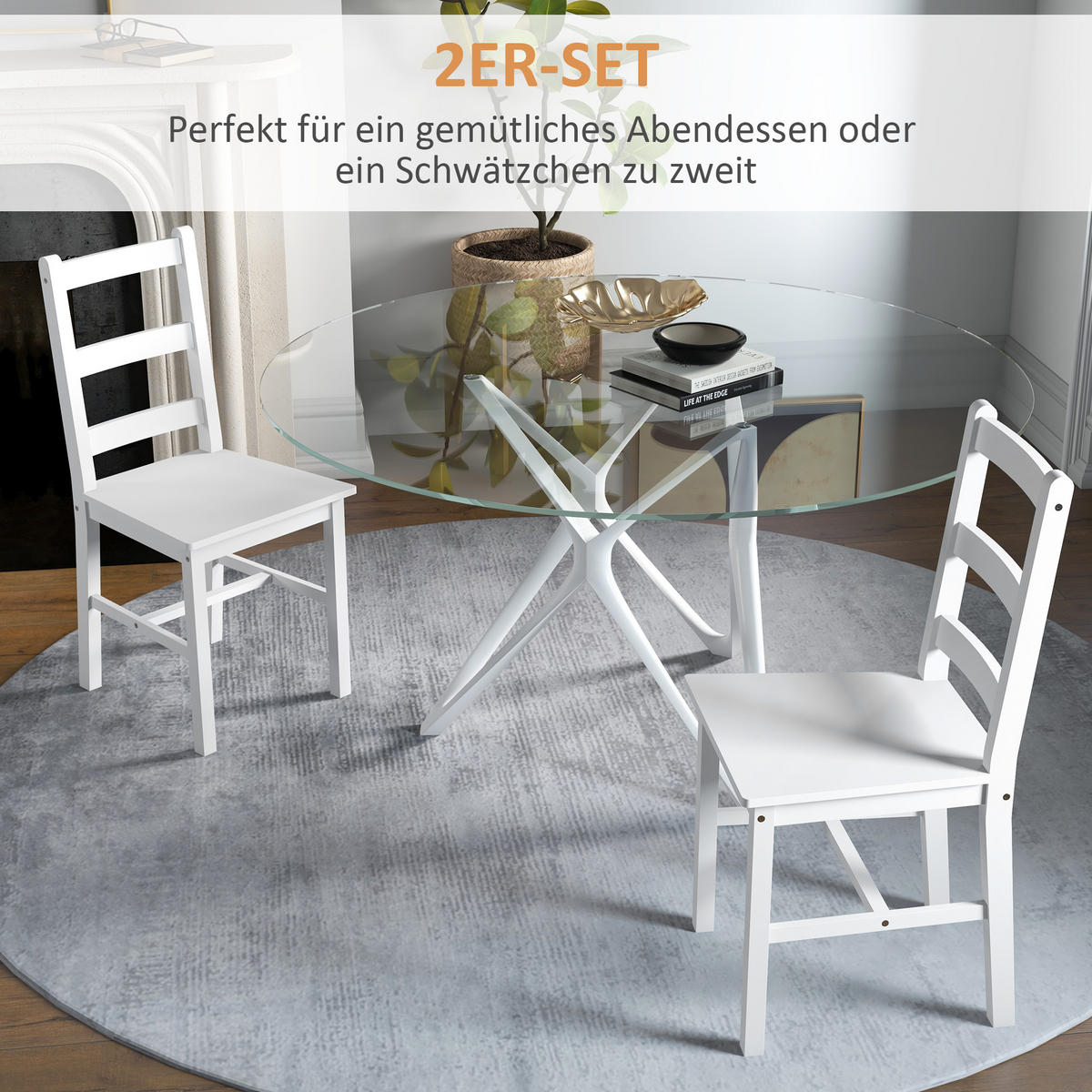 ESSZIMMERSTÜHLE 2er-Set Weiß 41.5/46.0/90.0 cm - Weiß, Holz (46/90/41.5cm)