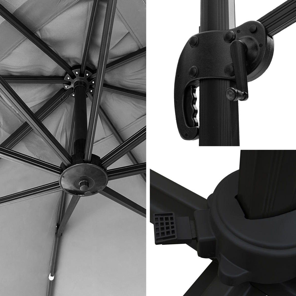 SONNENSCHIRM Molokai Grau 300/300/253 cm - Grau, Textil (300/300cm) - Happy Garden