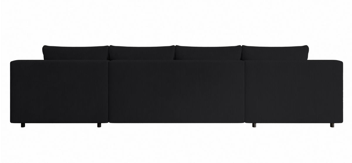 WOHNLANDSCHAFT Nelly U mit Bettkasten und Schlaffunktion, Cordstoff in U-Form - Schwarz, Textil (349/80/185cm)