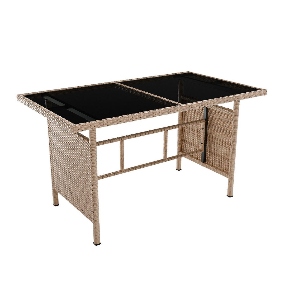 LOUNGEGARNITUR Manacor creme, sand inkl. Abdeckung - Beige, Kunststoff/Metall - Juskys