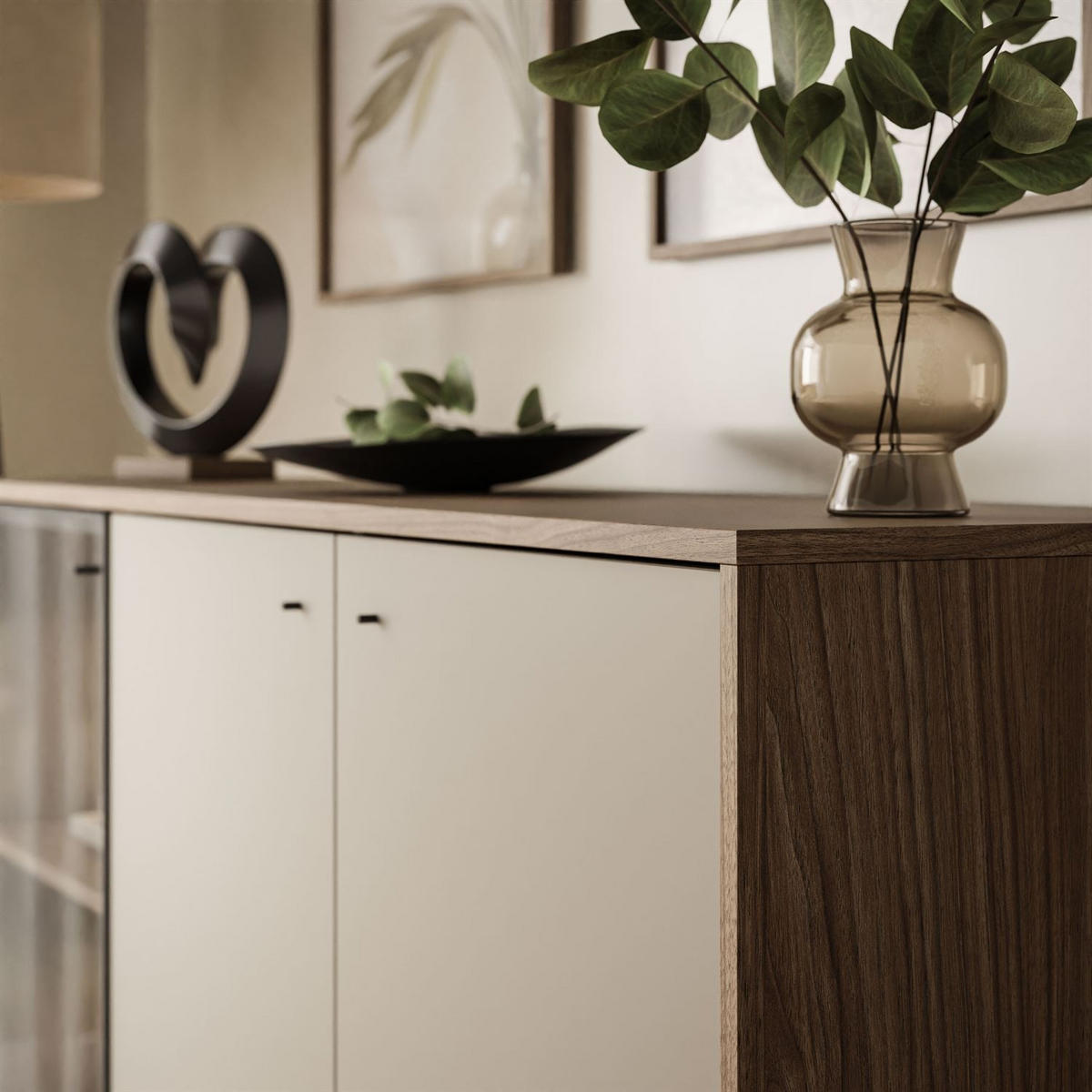 KOMMODE ISA 3D, dreitürig mit LED-Beleuchtung - Eichefarben, Holzwerkstoff (151/90/40cm) - Lookway