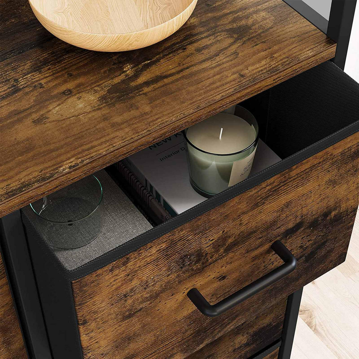 KOMMODE SCHRANK - Braun, Holzwerkstoff (28.5/85/98cm) - Hansiro