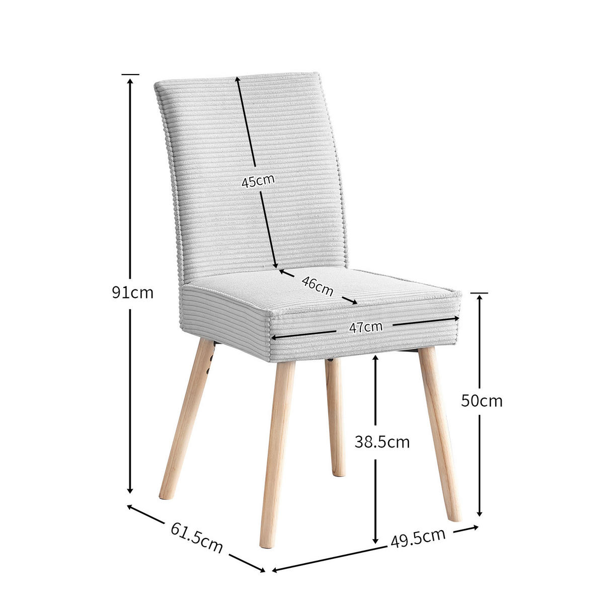 STUHL CEDRIC Anthrazit 2 Stück - Anthrazit, Eichenholz/Textil (49/91/61cm) - B&D Home