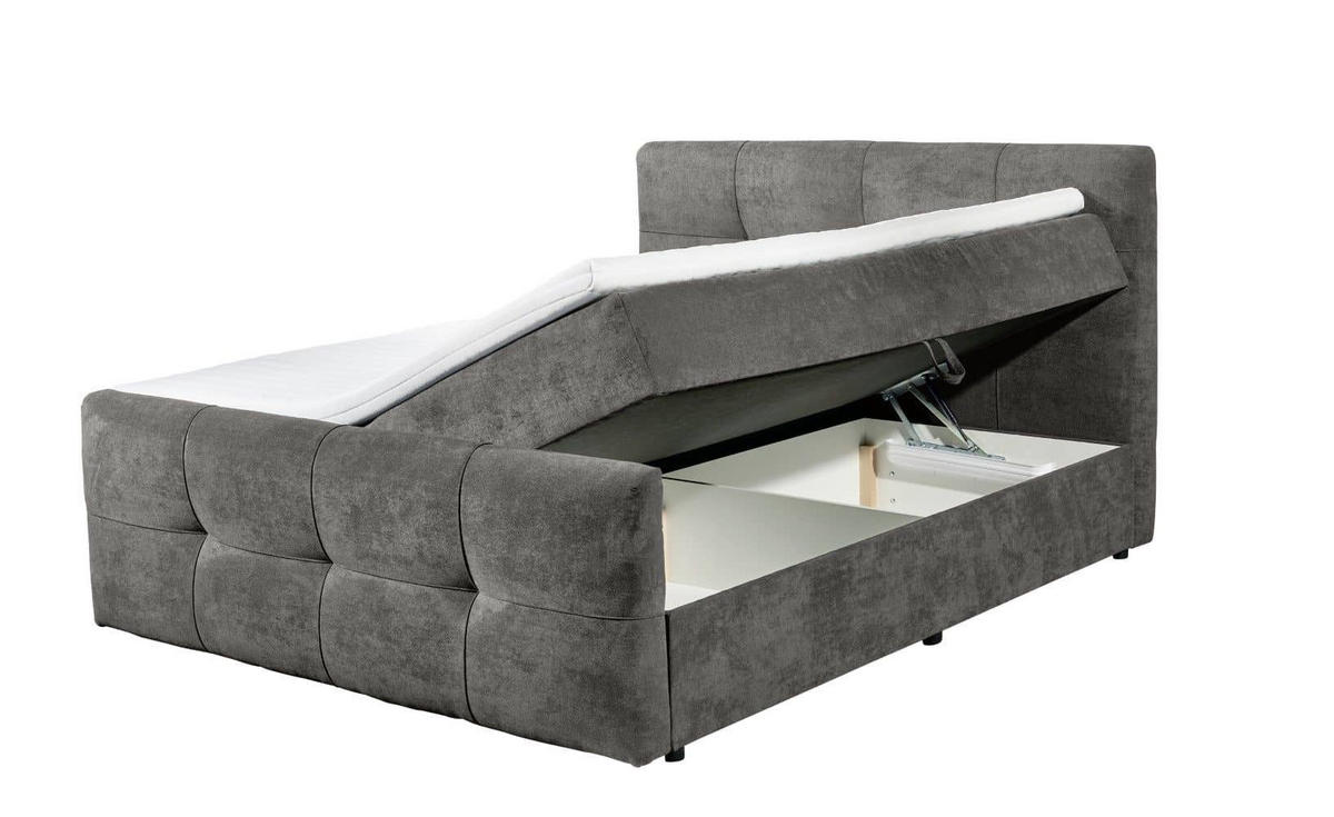 BOXBETT mit 9‑Zonen-Tonnentaschenfederkern-Matratze, HR-30-Topper, Bettkasten - Schwarz/Graphitfarben, Holz/Kunststoff (160/200cm) - ed exciting design